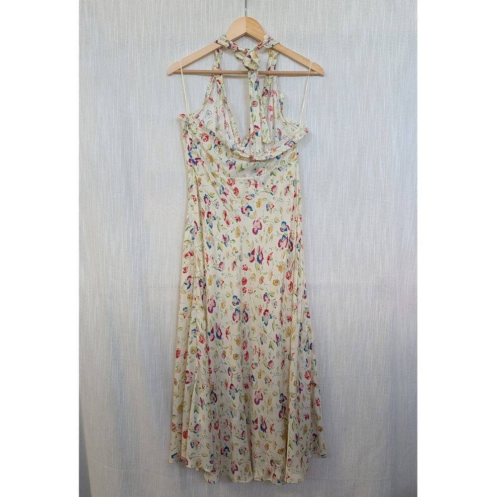 Doen Mazarin Windswept Blooms Silk Viscose Halter Midi Dress S Sleeveless Maxi - Picture 3 of 11